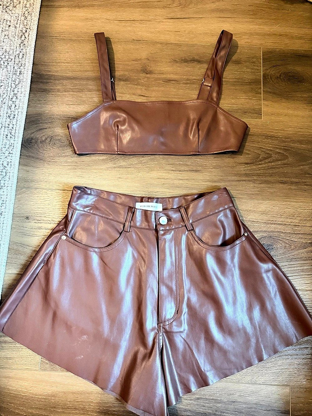 WEWOREWHAT Brown Faux Leather Set